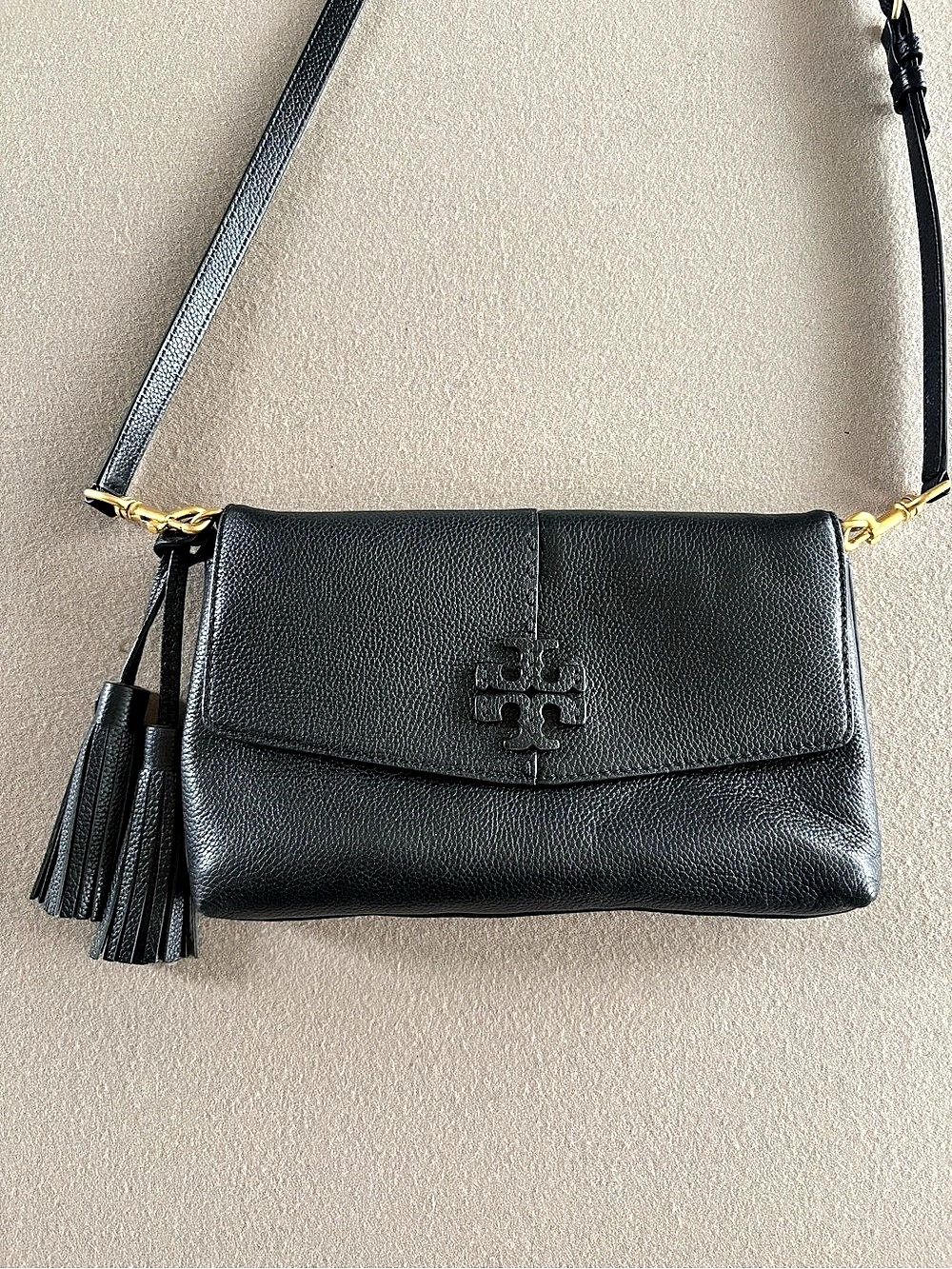Tory Burch McGraw Fold-Over Crossbody Bag Black